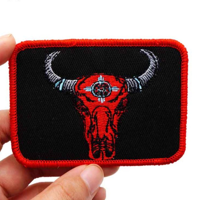 Bull 'Head | Square' Embroidered Patch
