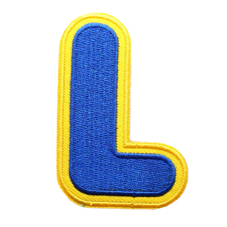 Big Letter L 'Yellow and Blue' Embroidered Velcro Patch