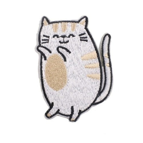 Cute Cat 'Gray | Hands Up' Embroidered Patch