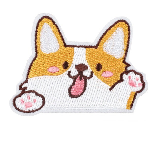 Cute Dog 'Welsh Corgi | Waving' Embroidered Patch