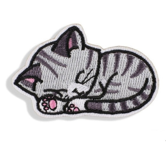 Cute Cat 'Gray Striped | Sleeping' Embroidered Patch