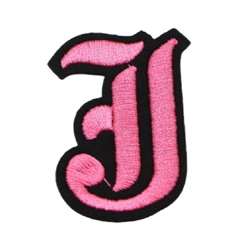 Gothic Font 'Letter J | Pink' Embroidered Patch