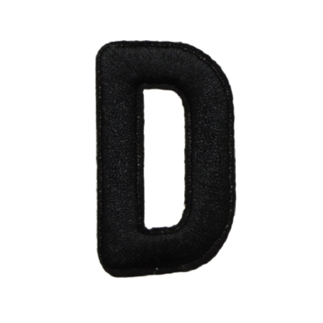 Letter D 'Black' Embroidered Patch