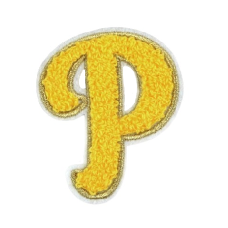 Cute Yellow Chenille 'Letter P' Embroidered Patch