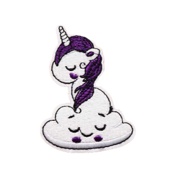 Cute 'Purple Unicorn | Sleeping On The Cloud' Embroidered Patch