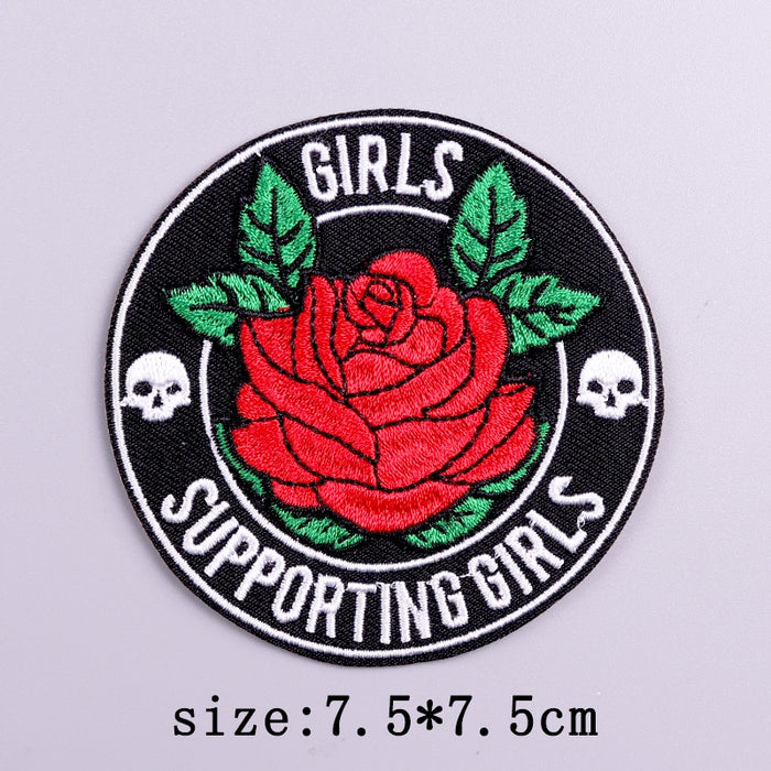 Rose And Skull 'Girls Supporting Girls' Embroidered Patch