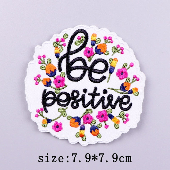 Quote 'Be Positive | Floral' Embroidered Patch