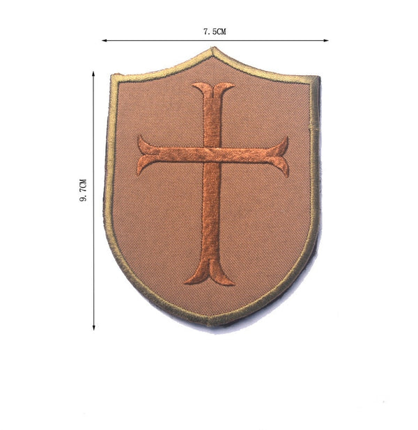 Military Tactical 'Crusader Cross Shield' Embroidered Velcro Patch