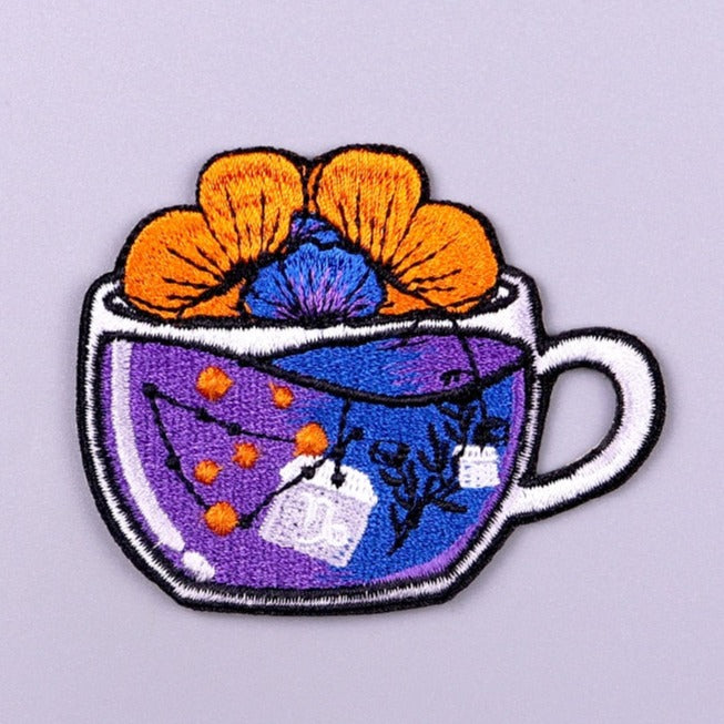 Flower Tea In A Cup Embroidered Patch