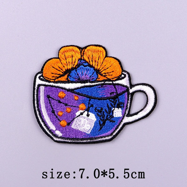 Flower Tea In A Cup Embroidered Patch