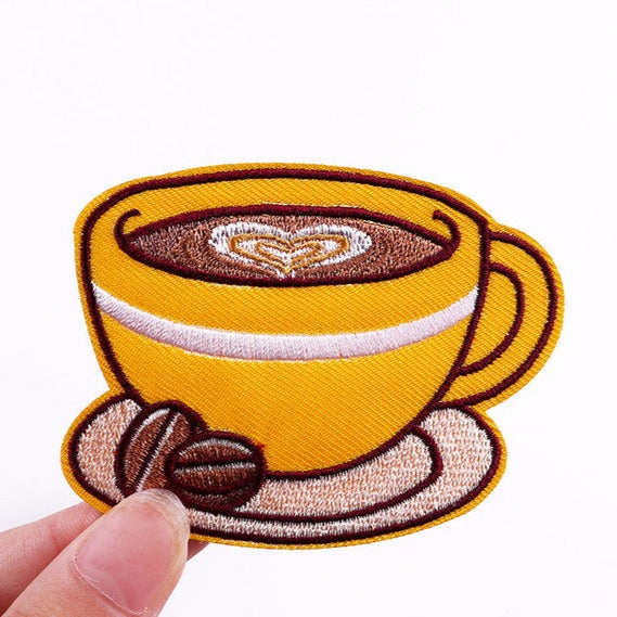 Coffee Cup 'Latte Heart Art' Embroidered Patch