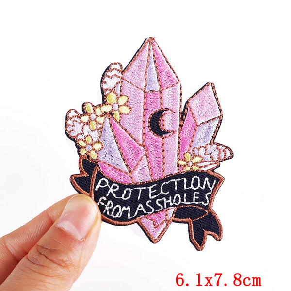 Cute 'Protection From A**holes | Crystal | 2.0' Embroidered Patch