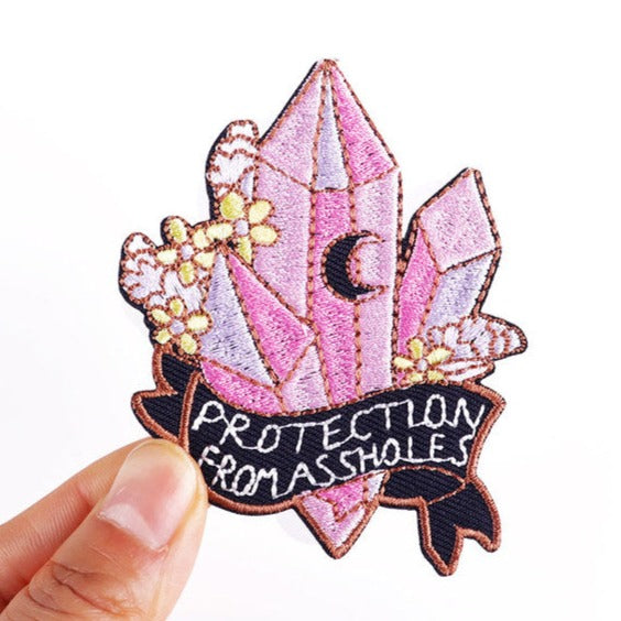 Cute 'Protection From A**holes | Crystal | 2.0' Embroidered Patch