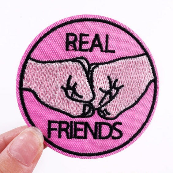 Fist Bump 'Real Friends' Embroidered Patch