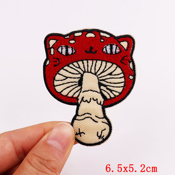 Cute 'Cat x Mushroom' Embroidered Patch