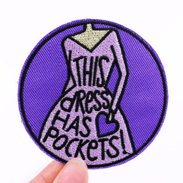 Cute 'This Dress Has Pockets! | Heart' Embroidered Patch