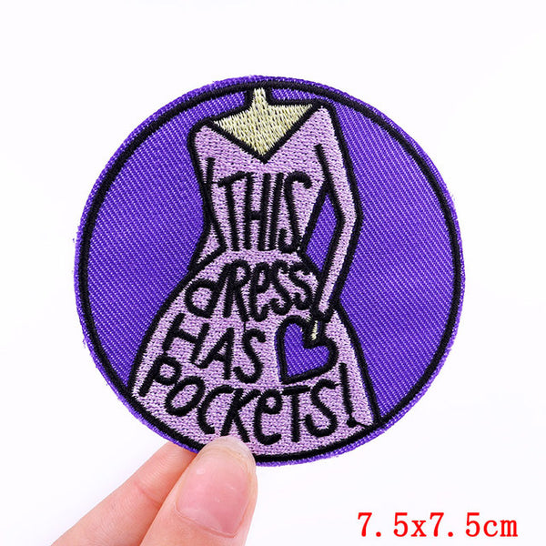 Cute 'This Dress Has Pockets! | Heart' Embroidered Patch