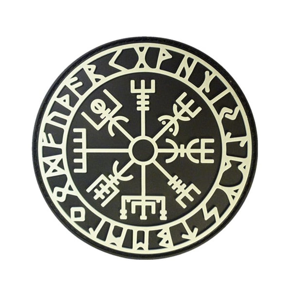 Viking 'Vegvisir & Runic Symbol | Luminous' PVC Rubber Velcro Patch