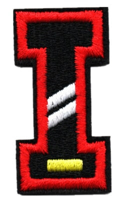 Letter I 'White Stripes' Embroidered Velcro Patch