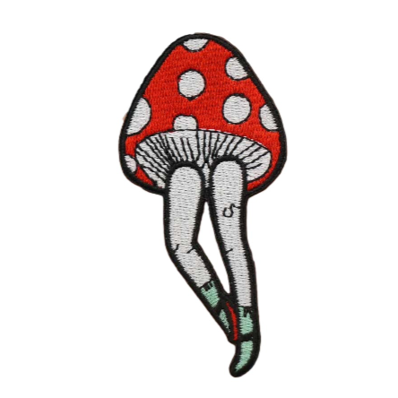 Cute 'Mushroom Legs | White Dots' Embroidered Patch