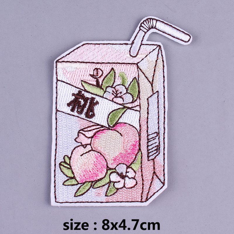 Cute Peach Juice Box '1.0' Embroidered Patch