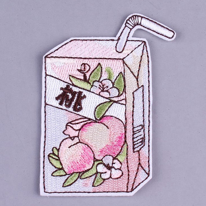 Cute Peach Juice Box '1.0' Embroidered Patch