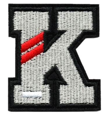 Letter K 'Red Stripes' Embroidered Velcro Patch