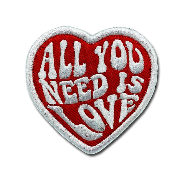 Heart Shaped 'All You Need Is Love' Embroidered Velcro Patch