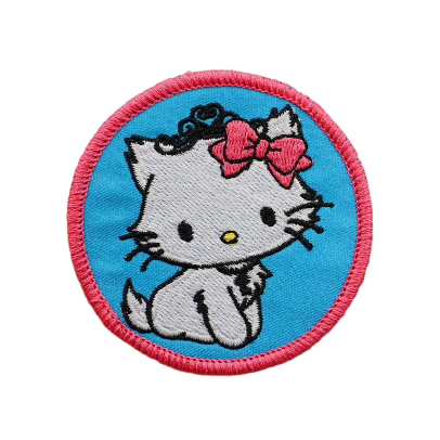 Cute 'White Cat | Pink Bow' Embroidered Velcro Patch