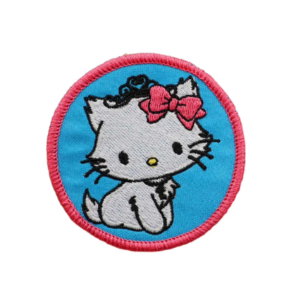 Cute 'White Cat | Pink Bow' Embroidered Patch