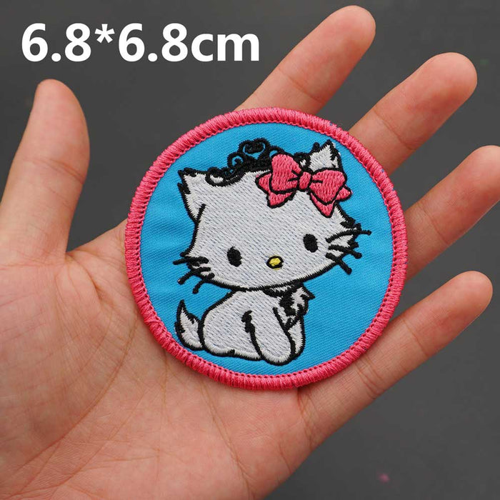 Cute 'White Cat | Pink Bow' Embroidered Patch