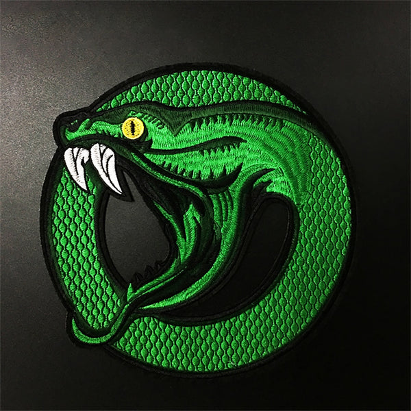 Green Snake 'Round' Embroidered Patch