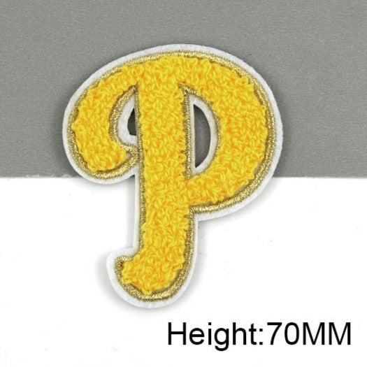 Cute Yellow Chenille 'Letter P' Embroidered Patch