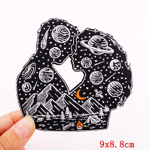 Couple Silhouette 'Planets' Embroidered Patch