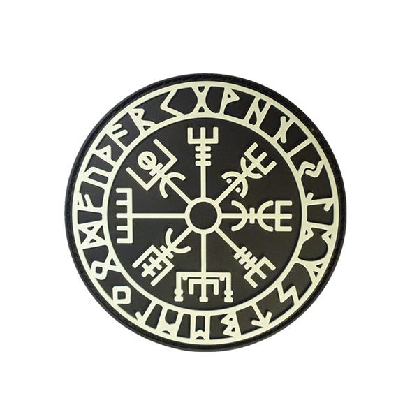 Viking 'Vegvisir & Runic Symbol | Luminous' PVC Rubber Velcro Patch