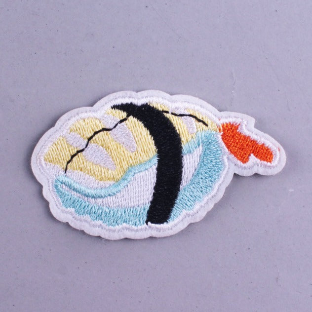 Japanese Food 'Sushi Shrimp Nori' Embroidered Patch