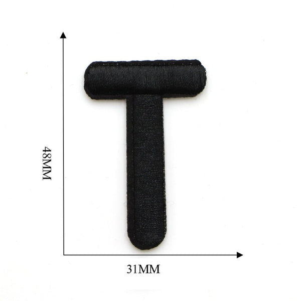 Letter T 'Black' Embroidered Patch