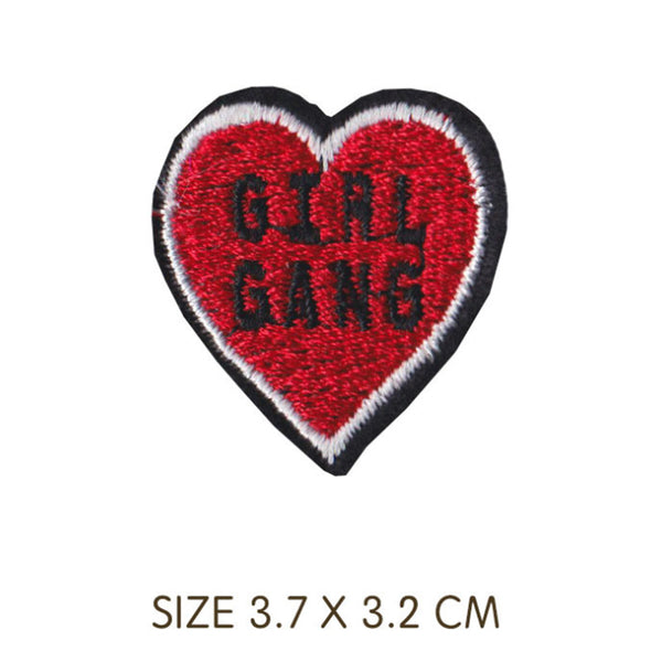 Heart Shaped 'Girl Gang' Embroidered Patch