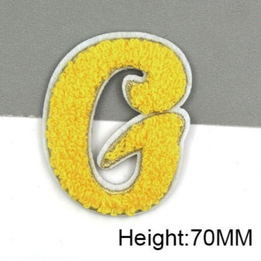 Cute Yellow Chenille 'Letter G' Embroidered Patch