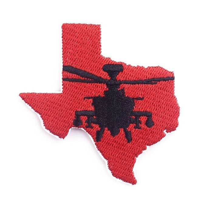 Texas Map 'Helicopter' Embroidered Patch