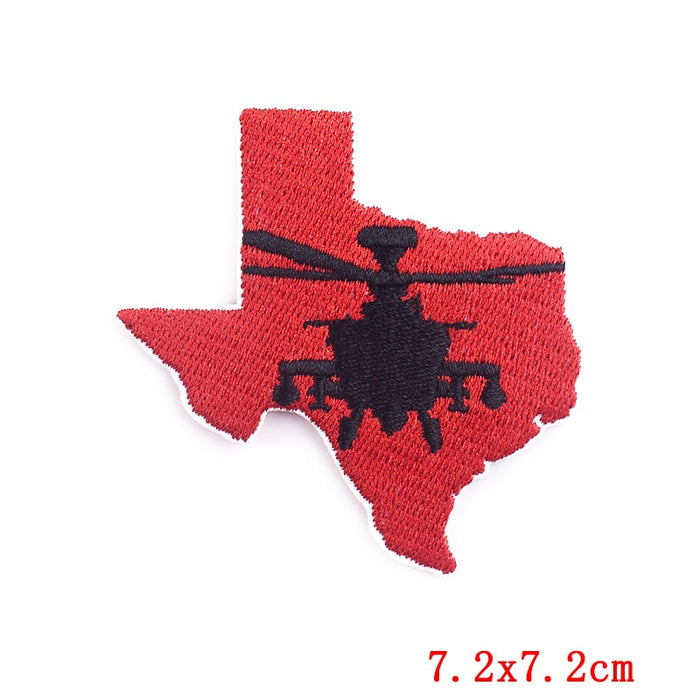 Texas Map 'Helicopter' Embroidered Patch