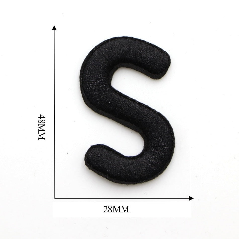 Letter S 'Black' Embroidered Patch