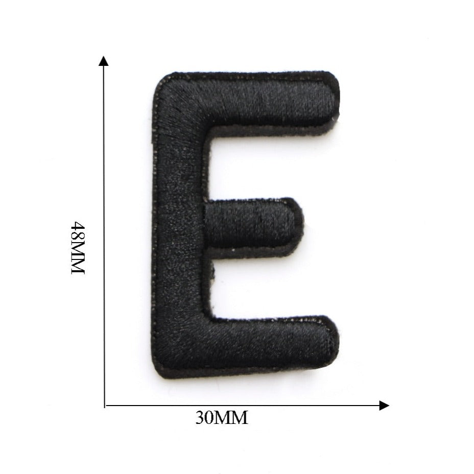 Letter E 'Black' Embroidered Patch