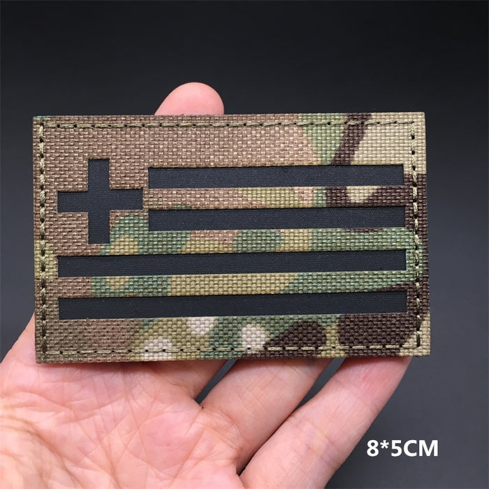 Military Tactical 'Greece Flag | Reflective' Embroidered Velcro Patch