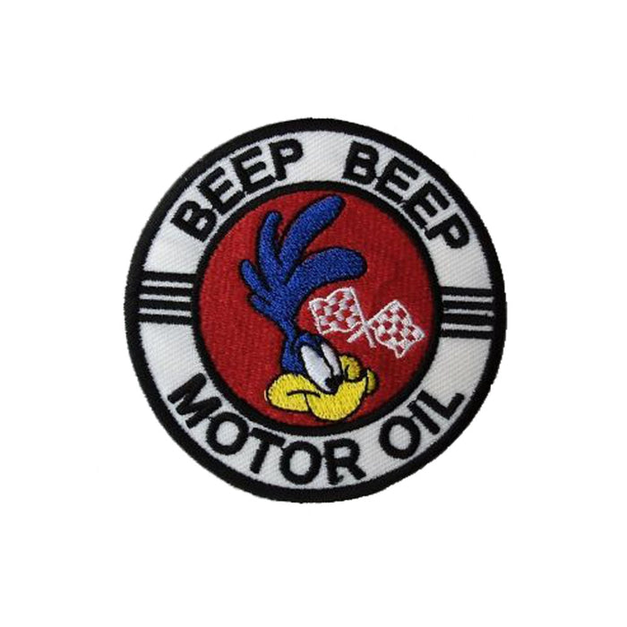 Looney Tunes 3" 'Beep Beep Motor Oil' Embroidered Patch Set