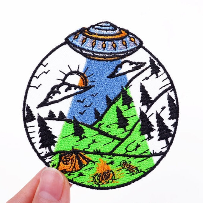 Spaceship 'Camping | Forest' Embroidered Patch