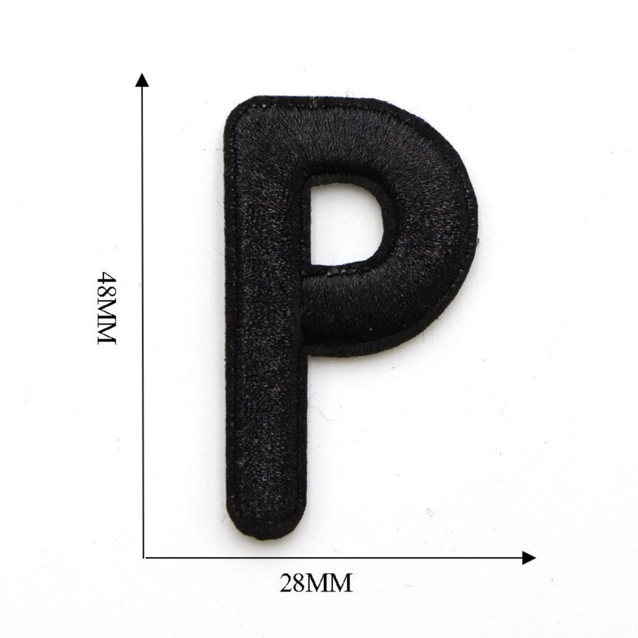 Letter P 'Black' Embroidered Patch