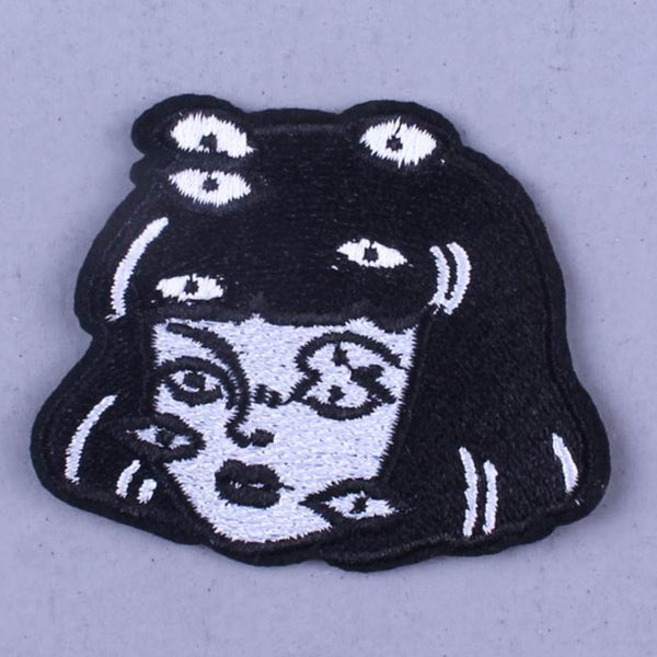 Cool 'Gothic Girl | Multiple Eyes' Embroidered Patch