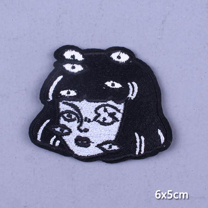 Cool 'Gothic Girl | Multiple Eyes' Embroidered Patch
