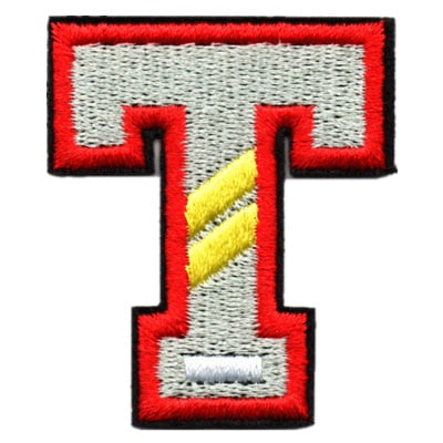 Letter T 'Yellow Stripes' Embroidered Velcro Patch